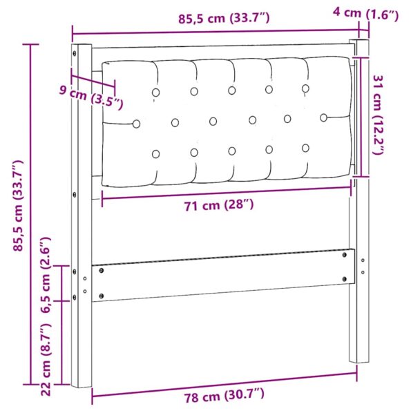 vidaXL Zadné čelo Iný Hnedá a čierna 80 cm Borovicový masív – Obrázok 11