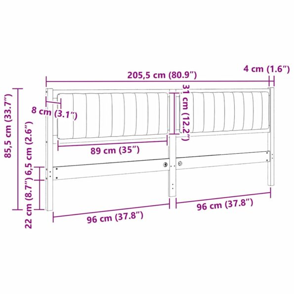 vidaXL Čalúnené čelo postele s čelnou doskou Hnedá 200 cm – Obrázok 11