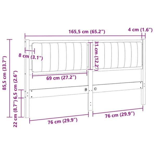 vidaXL Čalúnené čelo postele s čelnou doskou Hnedá 160 cm – Obrázok 11