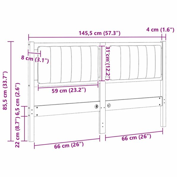 vidaXL Čalúnené čelo postele Hnedá 140 cm Masívne borovicové drevo – Obrázok 11