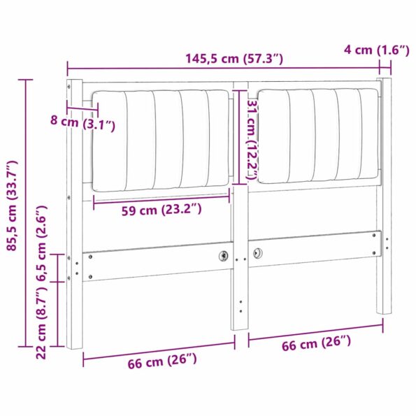 vidaXL Čalúnené čelo postele Hnedá 120 cm Masívne borovicové drevo – Obrázok 11