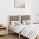 vidaXL Čalúnené čelo postele Hnedá 120 cm Masívne borovicové drevo – Obrázok 3