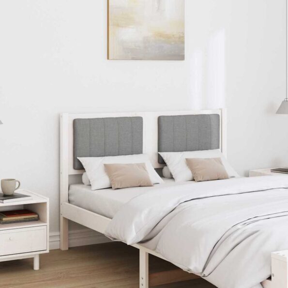 vidaXL Čalúnené čelo postele Biela 120 cm Masívne borovicové drevo – Obrázok 3