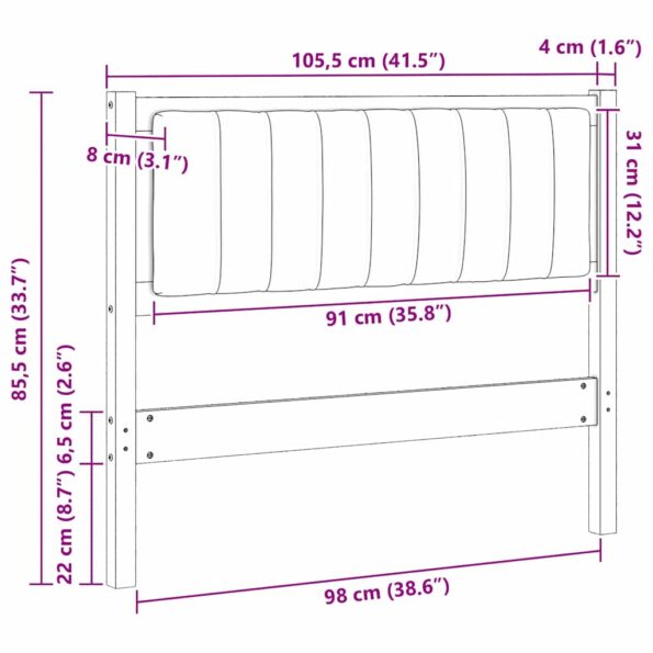 vidaXL Čalúnené čelo postele s čelnou doskou Hnedá 100 cm – Obrázok 11