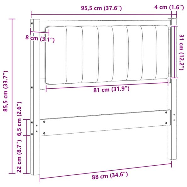 vidaXL Čalúnené čelo postele Biela 90 cm Masívne borovicové drevo – Obrázok 11