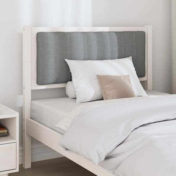 vidaXL Čalúnené čelo postele Biela 90 cm Masívne borovicové drevo – Obrázok 3