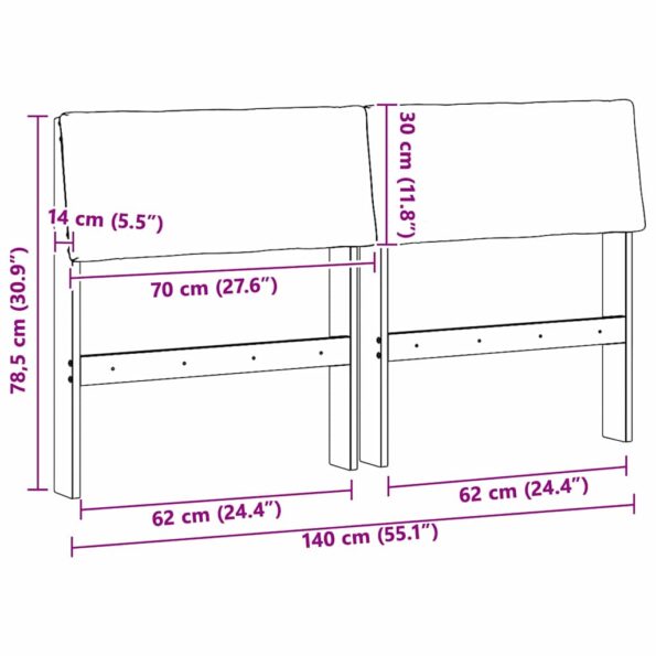 vidaXL Čalúnené čelo postele Tmavo šedá 140 cm – Obrázok 11