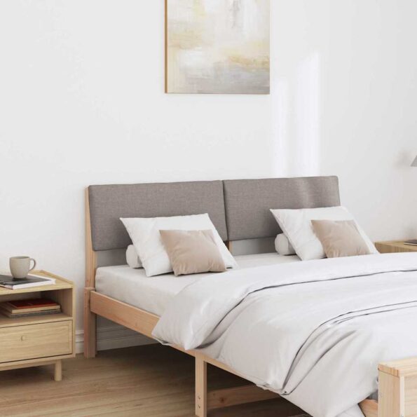 vidaXL Čalúnené čelo postele Sivohnedá 140 cm Masívne borovicové drevo – Obrázok 3