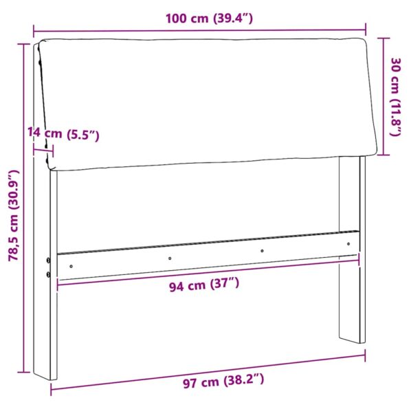 vidaXL Čalúnené čelo postele Tmavo šedá 100 cm – Obrázok 11