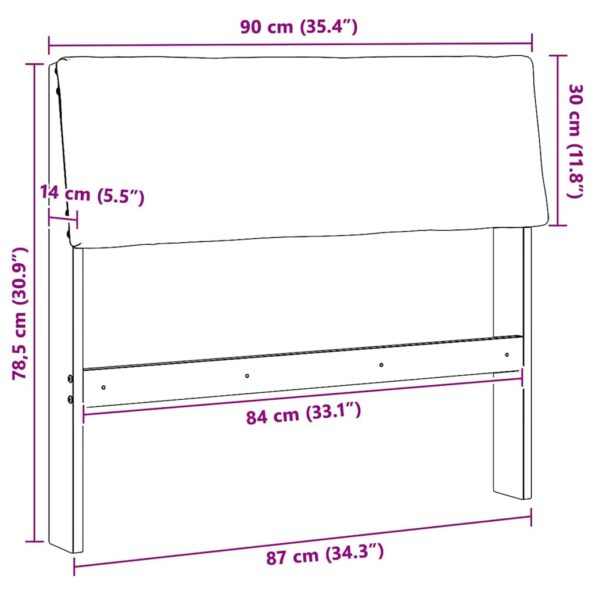 vidaXL Čalúnené čelo postele Sivohnedá 90 cm Masívne borovicové drevo – Obrázok 11