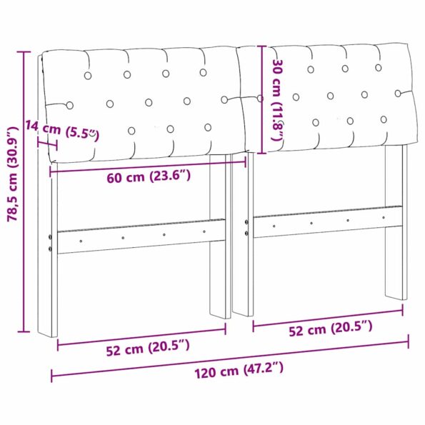vidaXL Čalúnené čelo postele Sivohnedá 120 cm Masívne borovicové drevo – Obrázok 11