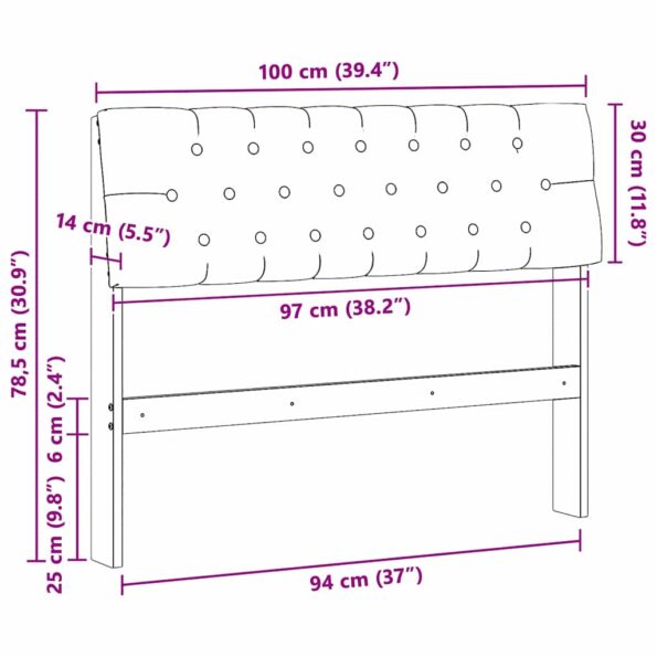 vidaXL Čalúnené čelo postele Sivohnedá 100 cm Masívne borovicové drevo – Obrázok 11