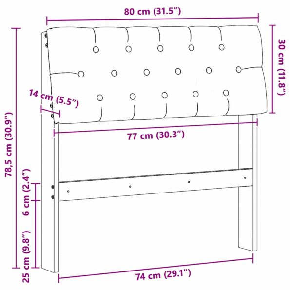 vidaXL Čalúnené čelo postele Tmavo šedá 80 cm Masívne borovicové drevo – Obrázok 11