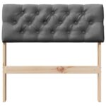 vidaXL Čalúnené čelo postele Tmavo šedá 80 cm Masívne borovicové drevo – Obrázok 4