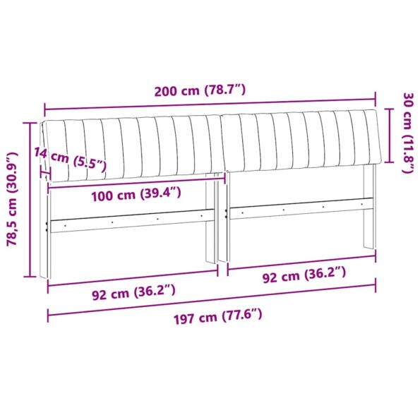 vidaXL Čalúnené čelo postele Sivohnedá 200 cm Masívne borovicové drevo – Obrázok 11