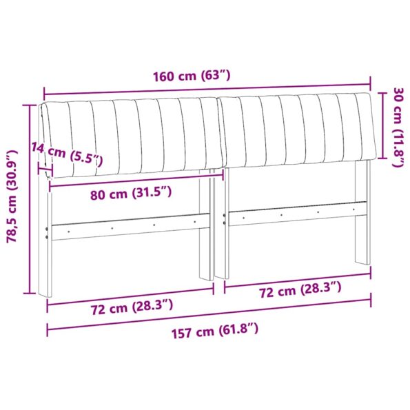 vidaXL Čalúnené čelo postele Tmavo šedá 160 cm – Obrázok 11