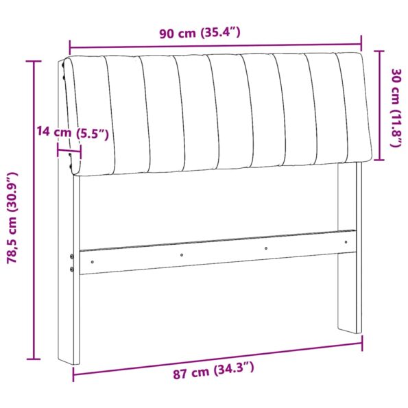 vidaXL Čalúnené čelo postele Sivohnedá 90 cm Masívne borovicové drevo – Obrázok 11