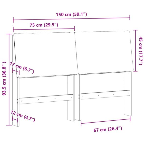 vidaXL Čalúnené čelo postele Sivohnedá 150 cm Masívne borovicové drevo – Obrázok 11