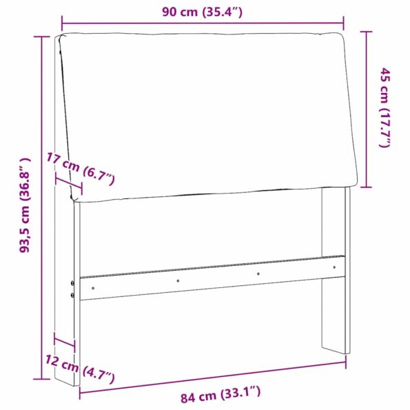 vidaXL Čalúnené čelo postele Čierna 90 cm Masívne borovicové drevo – Obrázok 11