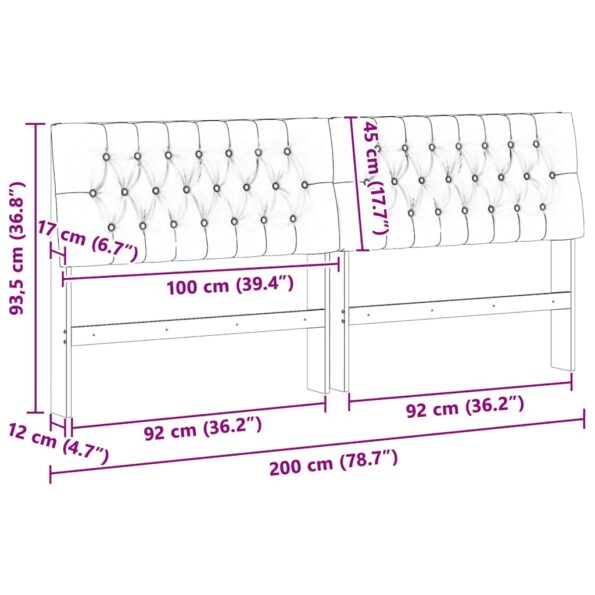 vidaXL Čalúnené čelo postele Tmavo šedá 200 cm – Obrázok 11