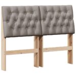 vidaXL Čalúnené čelo postele Sivohnedá 120 cm Masívne borovicové drevo – Obrázok 2