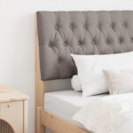 vidaXL Čalúnené čelo postele Sivohnedá 90 cm Masívne borovicové drevo