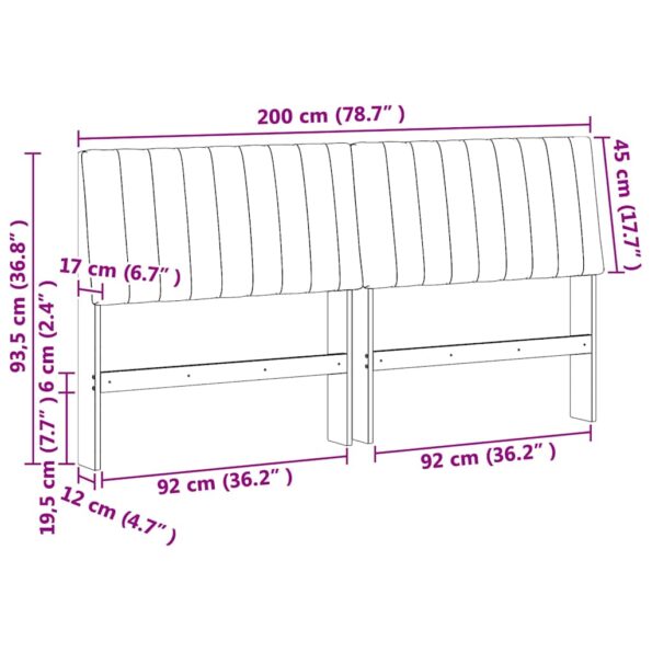vidaXL Čalúnené čelo postele Svetlosivá 200 cm – Obrázok 11