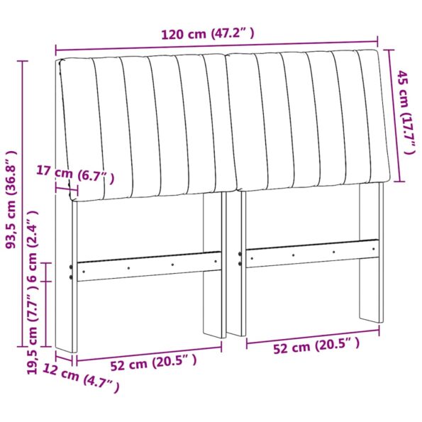 vidaXL Čalúnené čelo postele Sivohnedá 120 cm Masívne borovicové drevo – Obrázok 11