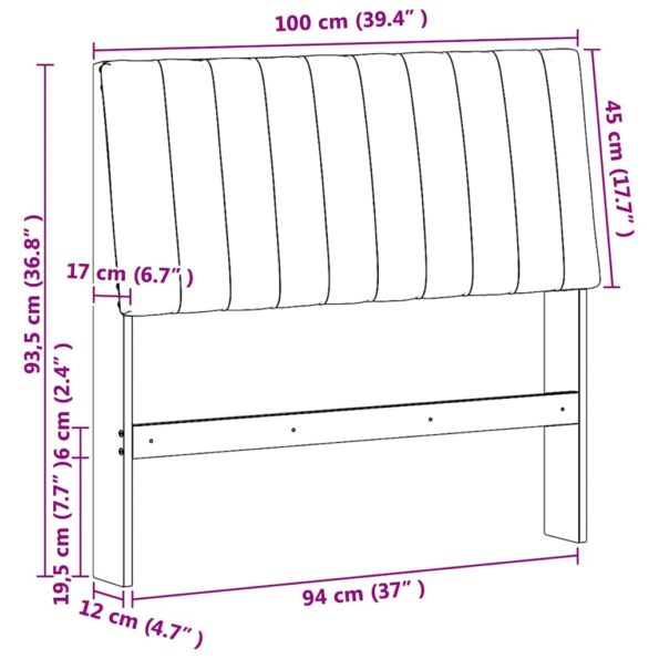 vidaXL Čalúnené čelo postele Svetlosivá 100 cm – Obrázok 11