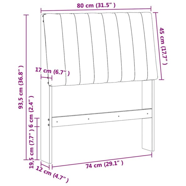 vidaXL Čalúnené čelo postele Sivohnedá 80 cm Masívne borovicové drevo – Obrázok 11