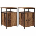 vidaXL Nočný stolík 2 pcs Staré drevo Kompozitné drevo – Obrázok 2