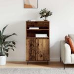 vidaXL Highboard s poličkou s úložiskom s dverami Hnedá 60 x 36 x 110 cm Kompozitné drevo – Obrázok 4