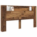 vidaXL Čelo postele skrinka Staré drevo 180 x 17 x 104.5 cm – Obrázok 3
