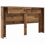 vidaXL Čelo postele skrinka Staré drevo 180 x 17 x 104.5 cm – Obrázok 7
