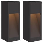 vidaXL Solárna LED chodníková lampa 2 pcs Čierna – Obrázok 2