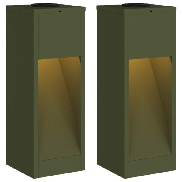 vidaXL Solárna LED chodníková lampa 2 pcs Olivová zelená – Obrázok 2