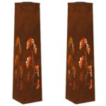 vidaXL Solárne LED svetlo na chodník 2 pcs Cortenová oceľ – Obrázok 2