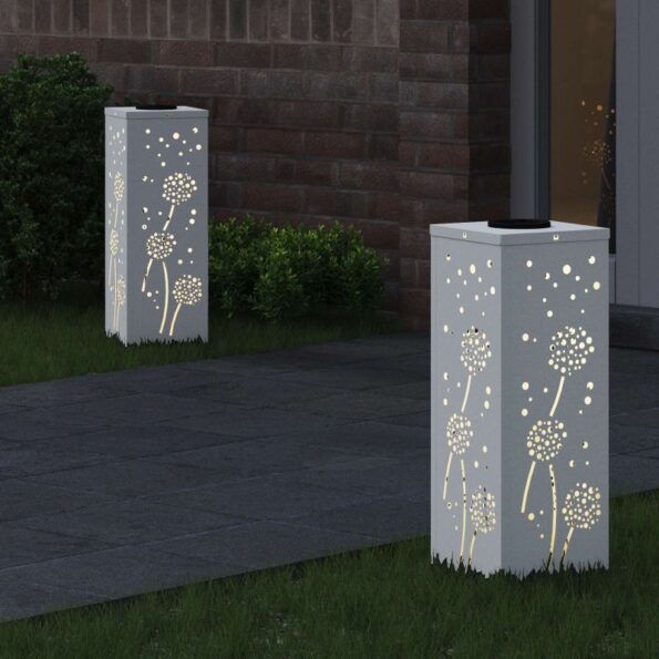 vidaXL Solárne LED svetlo na chodník 2 pcs Biela – Obrázok 3