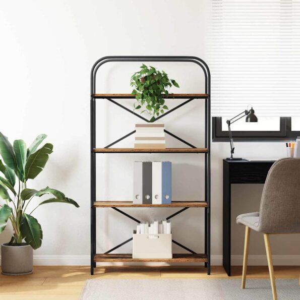 vidaXL Regál na knihy Staré drevo 80 x 30 x 146 cm Kompozitné drevo – Obrázok 4