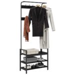 vidaXL Vešiak s poličkou Čierny dub 75 x 34 x 184 cm Kompozitné drevo – Obrázok 3