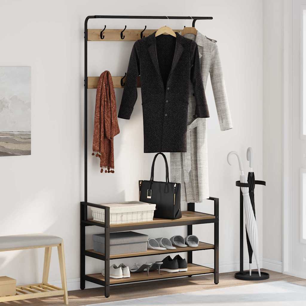 879964_1.jpg vidaXL Vešiak s poličkou dub artisan 95 x 34 x 184 cm Kompozitné drevo – Obrázok 1