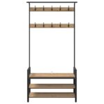 vidaXL Vešiak s poličkou dub artisan 95 x 34 x 184 cm Kompozitné drevo – Obrázok 5