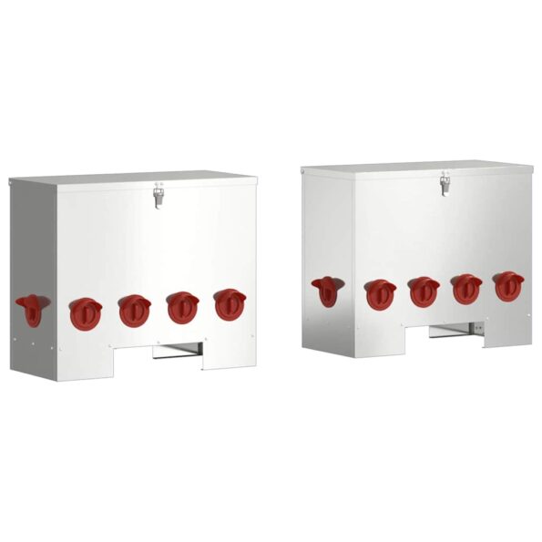 vidaXL Kŕmidlo pre kurčatá 2 pcs Strieborná 60.5 x 29 x 51 cm – Obrázok 2