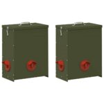 vidaXL Kŕmidlo pre kurčatá 2 pcs Olivová zelená 32,5 x 20,5 x 43 cm – Obrázok 2