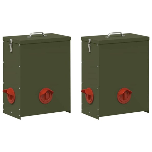vidaXL Kŕmidlo pre kurčatá 2 pcs Olivová zelená 32,5 x 20,5 x 43 cm – Obrázok 2