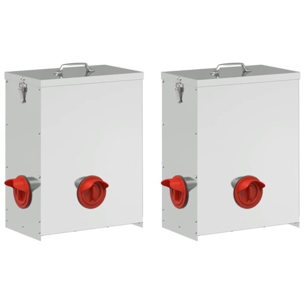 vidaXL Kŕmidlo pre kurčatá 2 pcs Strieborná 32,5 x 20,5 x 43 cm – Obrázok 2