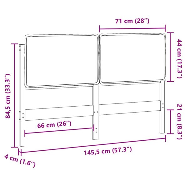 vidaXL Čalúnené čelo postele Prírodná a tmavošedá 140 cm – Obrázok 13