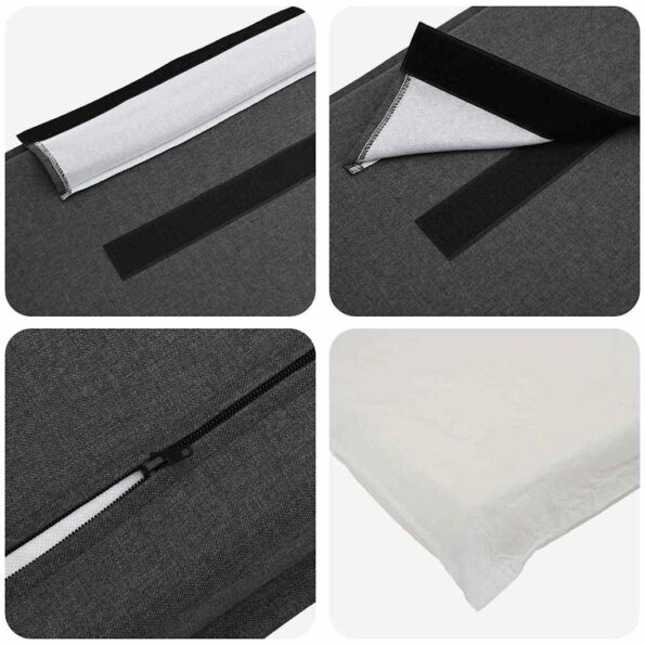 vidaXL Čalúnené čelo postele Prírodná a tmavošedá 80 cm – Obrázok 7