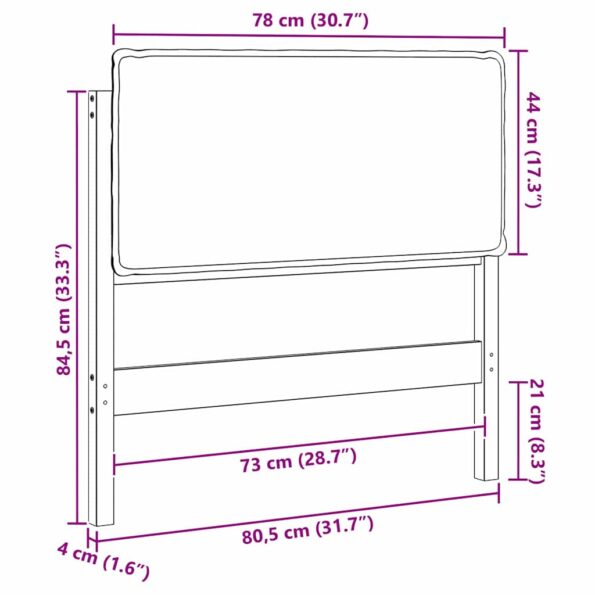 vidaXL Čalúnené čelo postele Prírodná a tmavošedá 75 cm – Obrázok 13