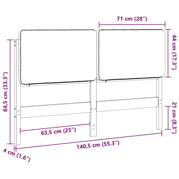 vidaXL Čalúnené čelo postele s čelnou doskou Hnedá a čierna 135 cm – Obrázok 13